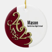 卒業クラス2023フォトマルーンと金ゴールド セラミックオーナメント (裏面)