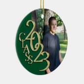 卒業クラス2023 Photo Green with 金ゴールド セラミックオーナメント (右)