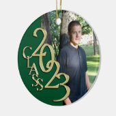 卒業クラス2023 Photo Green with 金ゴールド セラミックオーナメント (左)