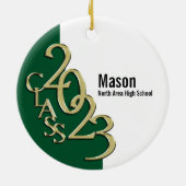 卒業クラス2023 Photo Green with 金ゴールド セラミックオーナメント (裏面)