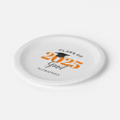 卒業クラス2025シンプルオレンジとブラック ペーパープレート (アングル)