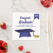 卒業クラス20XXおめでとうブルーグラードキャップ スタンダードカクテルナプキン (インサイチュ)