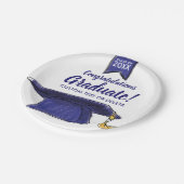 卒業クラス20XXおめでとうブルーグラードキャップ ペーパープレート (アングル)