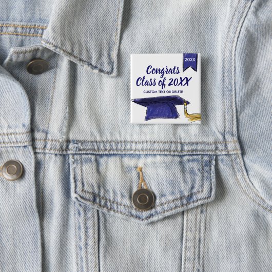卒業クラス20XXブルーグラードキャップカスタム 缶バッジ (インサイチュ)