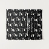 卒業クラス パターン フォト プロップ ブラック ホワイト タペストリー (正面(横))