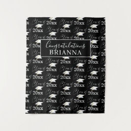 卒業クラス パターン フォト プロップ ブラック ホワイト タペストリー