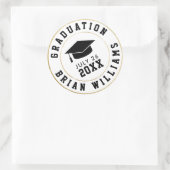 卒業クラス…ブラックグラードキャップサークル ラウンドシール (バッグ)