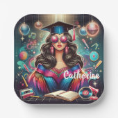 卒業クールガールディスコパーティーカスタム ペーパープレート (正面)