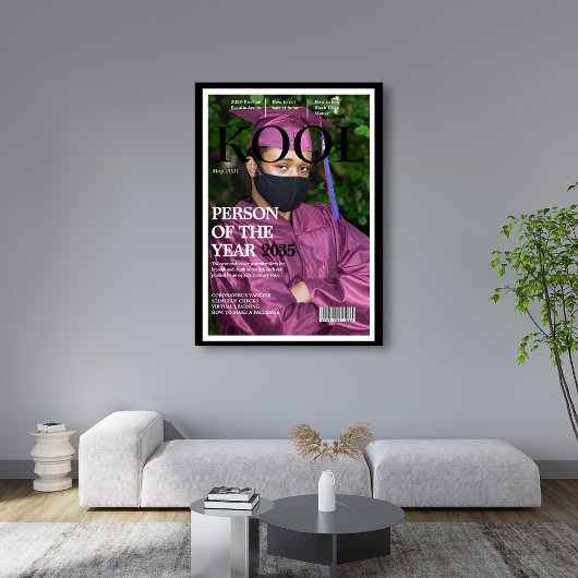 卒業クールフェイクマガジン表紙フォトブラック ポスター