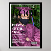 卒業クールフェイクマガジン表紙フォトブラック ポスター (正面)