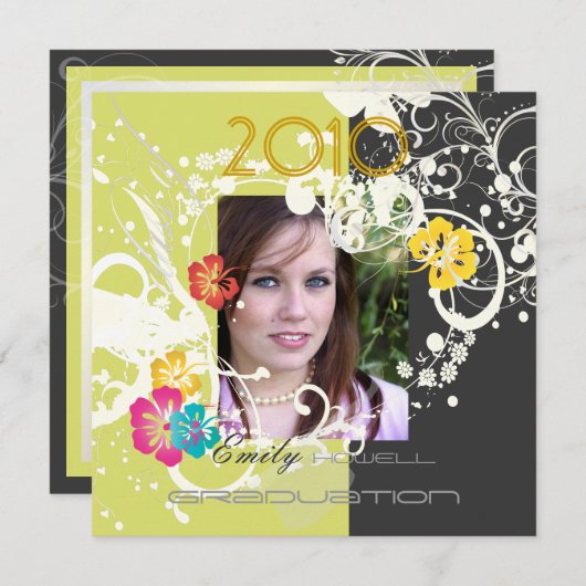 卒業グランジ2010/ハート枠/蝶 招待状 (正面/裏面)