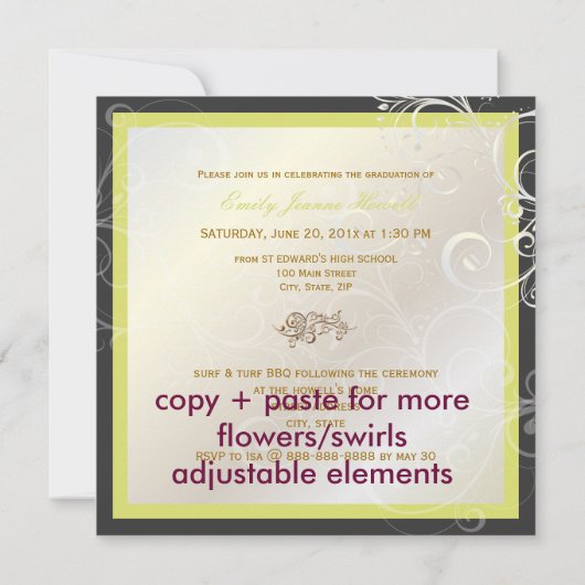 卒業グランジ2010/ハート枠/蝶 招待状 (裏面)