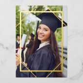 卒業グラードパーティーフォト招待状,金ゴールド 箔招待状 (正面)