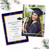 卒業グラードパーティーフォト招待状,金ゴールド 箔招待状