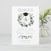 卒業グリーナリーリースモノグラムブラックグラードキャップ 案内状 (スタンド正面)