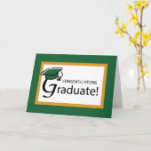 卒業グリーンと金ゴールドおめでとうキャップ カード (黄色い花)