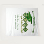 卒業グリーンと金ゴールドパーティーの背景 タペストリー (正面(横))