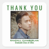 卒業グリーンブラックの写真カスタムありがとう スクエアシール (正面)