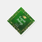 卒業グリーン金ゴールドスターブラシ スタンダードカクテルナプキン (角)