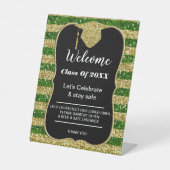 卒業グリーン金ゴールドストライプパーティー安全性 台座サイン (正面)