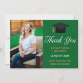 卒業グリーン金ゴールド写真カスタム2025年卒業 サンキューカード (正面)