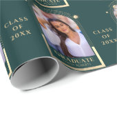 卒業グリーン金ゴールド太陽ムーンスターズGrad Photo ラッピングペーパー (ロールコーナー)