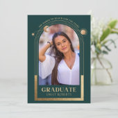 卒業グリーン金ゴールド太陽ムーンスターズGrad Photo 招待状 (スタンド正面)