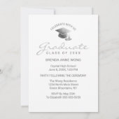 卒業グレイモダンスクリプトタイポグラフィ写真 案内状 (裏面)
