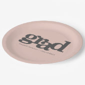 卒業グレーはっきりしたタイポグラフィ赤面ピンク ペーパープレート (アングル)