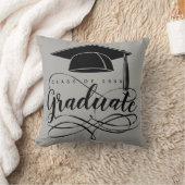 卒業グレーブラックスクリプトタイポグラフィグラッドキャップ クッション (ブランケット)
