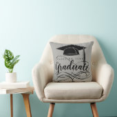 卒業グレーブラックスクリプトタイポグラフィグラッドキャップ クッション (椅子)
