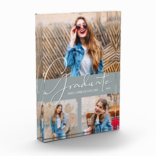 卒業コラージュモダンオングレー フォトブロック (左)