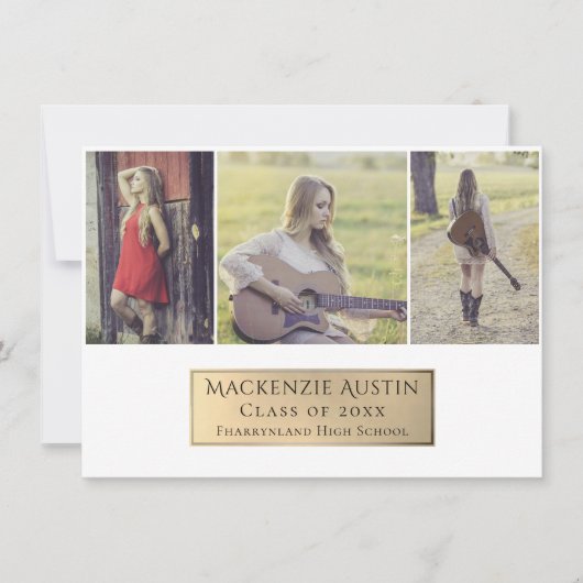 卒業コラージュ |エレガント数々の – 写真 案内状 (正面)