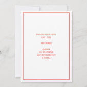 卒業コーラルピンクのスクリプトホワイトオーバーレイ写真 案内状 (裏面)