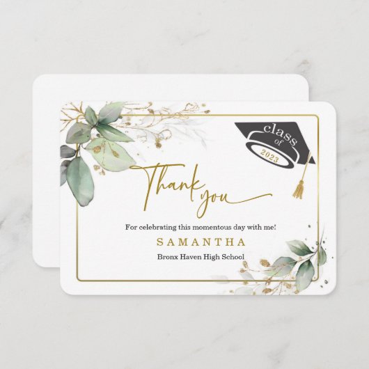 卒業サンキューカードのパーソナライズ 招待状 (正面/裏面)