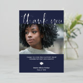 卒業サンキューカード |シルバーフォイル付きブルー 箔招待状 (立ち正面)