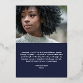 卒業サンキューカード |シルバーフォイル付きブルー 箔招待状 (裏面)