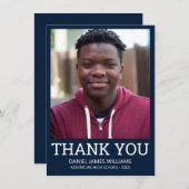 卒業サンキューシンプルフォトブルー サンキューカード (正面/裏面)