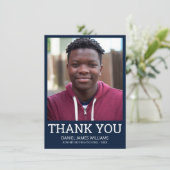 卒業サンキューシンプルフォトブルー サンキューカード (スタンド正面)