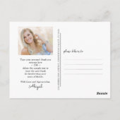 卒業サンキュースクリプトフォトキャップ白黒 ポストカード (裏面)