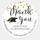 卒業サンキュースクリプト差出人住所 ラウンドシール (正面)