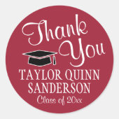 卒業サンキュースクリプト赤と白 ラウンドシール (正面)