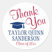 卒業サンキュースクリプト赤と青 ラウンドシール (正面)