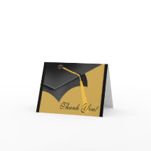 卒業サンキューノートカードブラック金ゴールドグラードキャップ