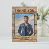 卒業サンキューフォトカントリー素朴ウッド サンキューカード (スタンド正面)
