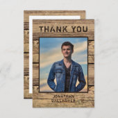 卒業サンキューフォトカントリー素朴ウッド サンキューカード (正面/裏面)