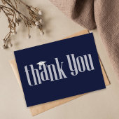 卒業サンキューフォトネイビーブルーモダンエレガント サンキューカード
