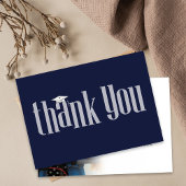 卒業サンキューフォトネイビーブルーモダンエレガント サンキューカード