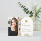 卒業サンキューフォトポストカードフローラ金ゴールド ポストカード (スタンド正面)
