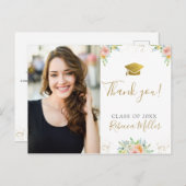 卒業サンキューフォトポストカードフローラ金ゴールド ポストカード (正面/裏面)